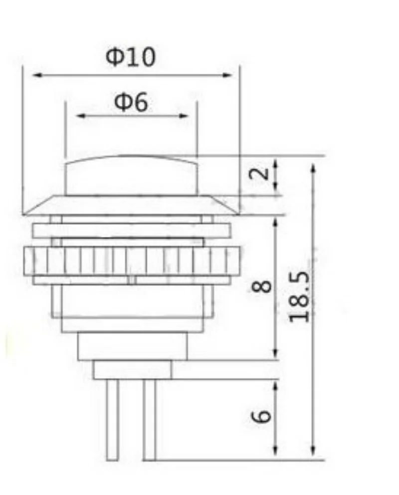 5 Stück kleine Mikro-Tastenschalter DS-101 8MM selbstrückstellender Druckknopf, runder Schalter ohne Verriegelung, rot, grün – Detail 3
