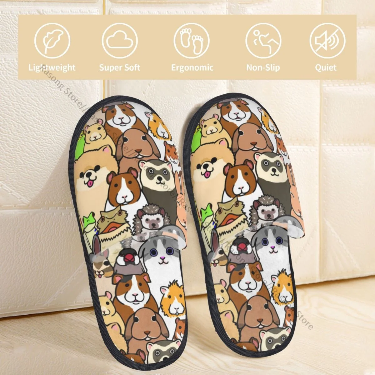 Pluche Indoor Slippers Dieren Gezichten Kleurrijke Warme Zachte Schoenen Thuis Schoeisel Herfst Winter