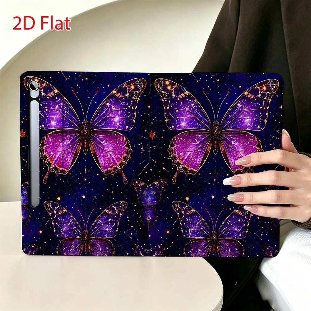 Purple Beautiful Butterfly Soft For Samsung Galaxy Tab S11 S10 S9 S8 S7 S6 A9 A8 A11 Lite FE Plus Pen Tray Tablet Case