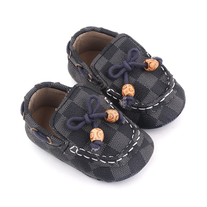 

Baby Boys Girls Moccasins Anti-Skid Soft Slip-on Crib Shoes Checkerboard Slippers for Infants