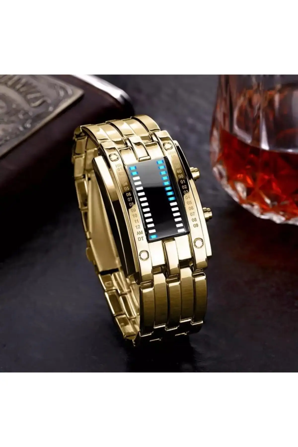 Gold Color Led Lighted Design Wristwatches Clock For Your Partner Perfect Souvenirs On Special Occasions Both Accessories Hemde Clock View