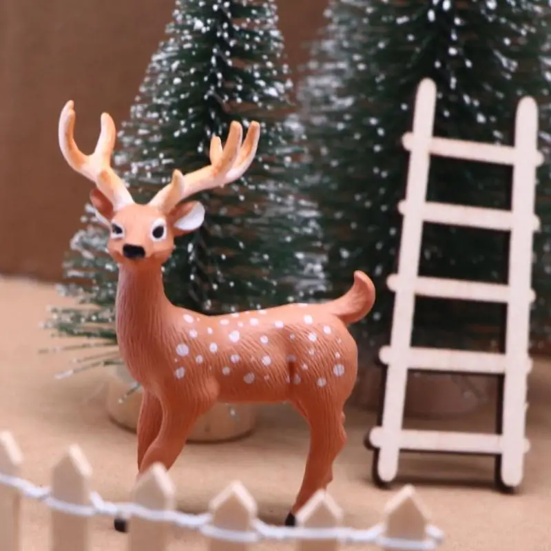Świąteczne sceny Dollhouse Akcesoria z miniaturowym wieńcem i renifery Decors Decors Holiday Gift L8RB