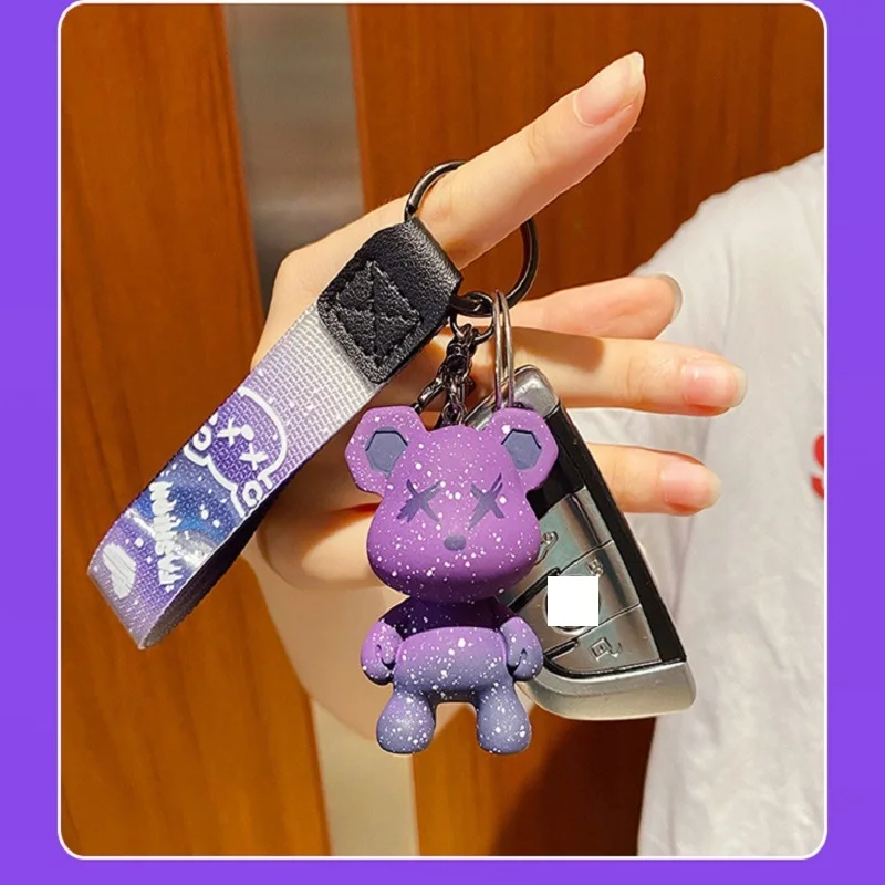 Cute Bear Keychain With Strap The Best Car Key Keyring Animal Bag Backpack Key Chain Charm Pendant Accessory Gift For Friend
