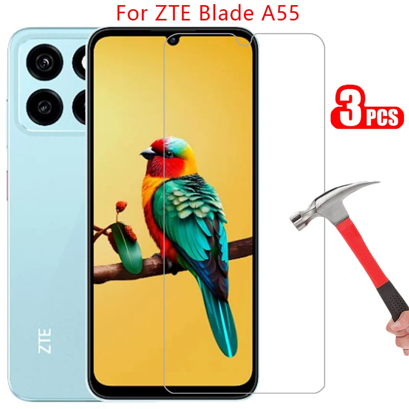 Protecteur d'écran en verre trempé pour zte blade a55, coque de protection arrière 360