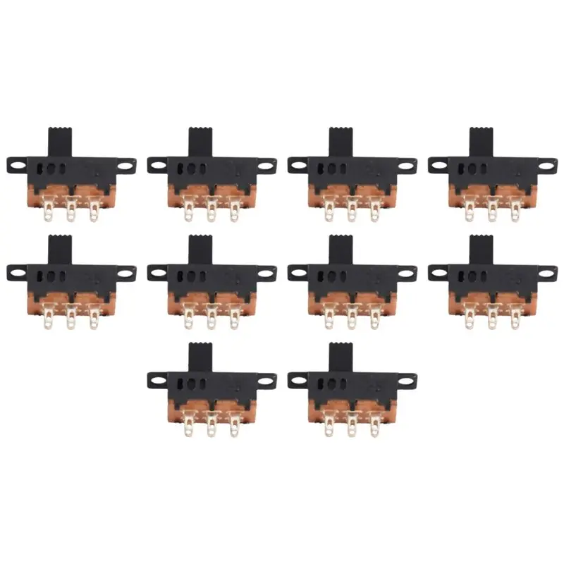 

10 X DC 0.5A 50V 3 Position 2P2T DPDT Panel Mount Slide Switch SS23D32-VVNB