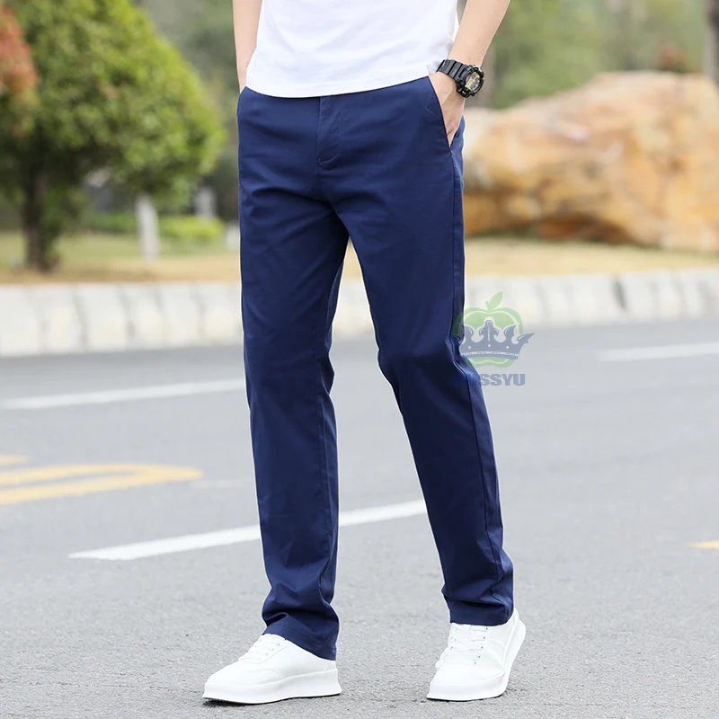 Brand Clothing New Summer Thin Business Pants Men Classics Cotton Light Grey Khaki Work Straight Trousers Male Plus Size 28-40 - Image 3