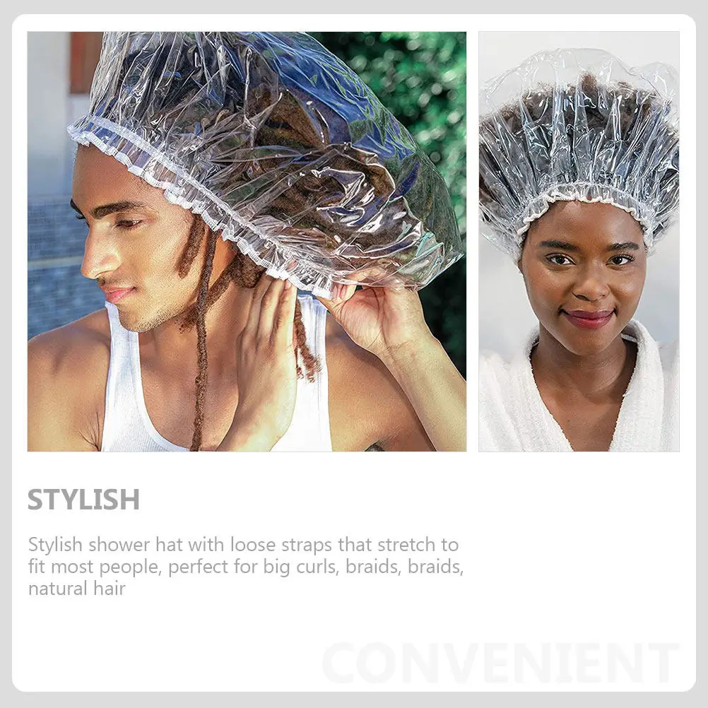Waterproof Bath Caps Long Shower Hair Cap Elastic Stretch Suitable for Braids Curls Long Natural Hair Shower Caps