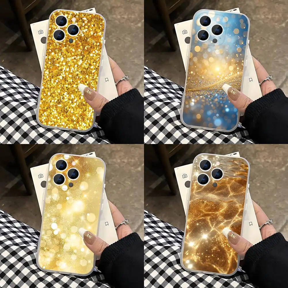

Gold glitter sequins For iPhone 11,12,13,14,15,17,16,Pro,Plus,E,Max,Air,Mini Clear Magnetic Frosted Cover