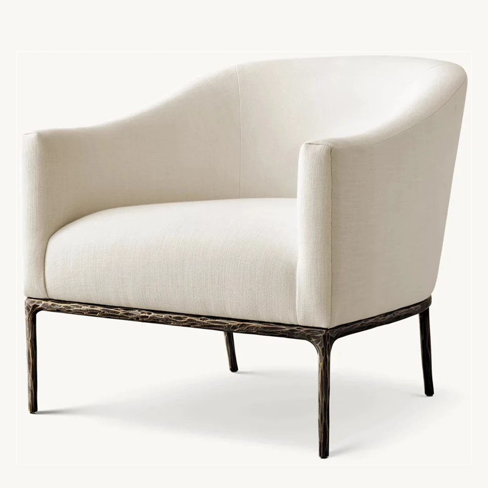 ！@Hand Hammer Metal Chair Tilting Armchair Dining Room Furniture Luxury Brass Dining Chair Living Room Decoration ARM CHAIR