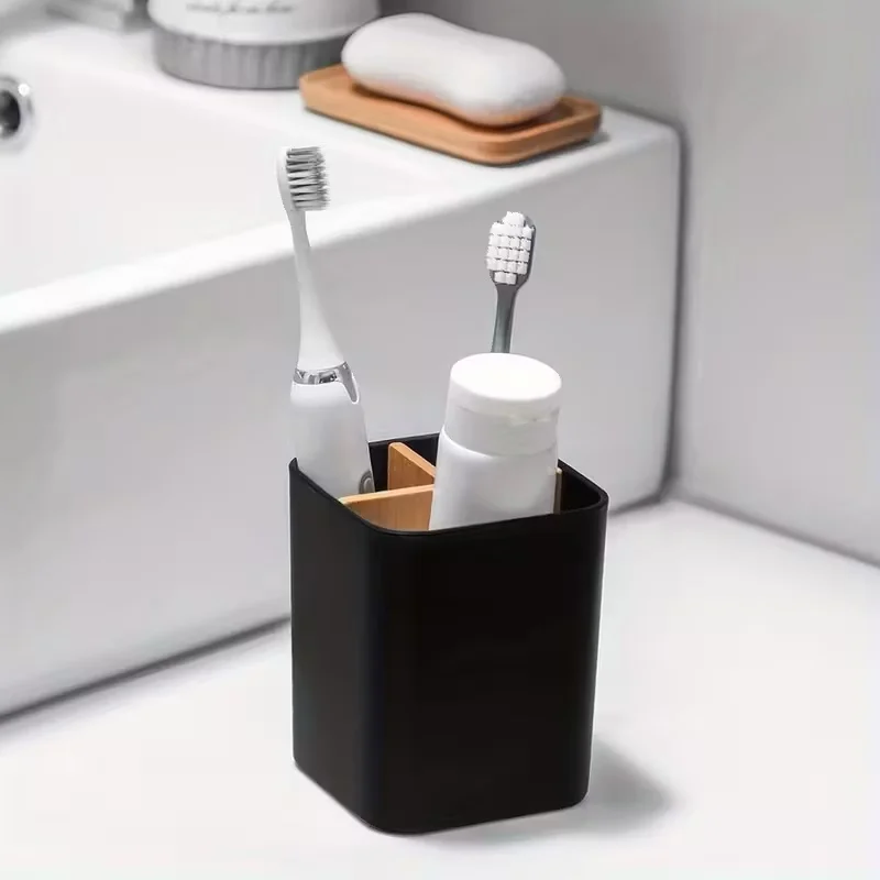 Bathroom Organizer Made of with Three Compartments for Toothbrushes And Toothpaste, Suitable for Electric Toothbrushes