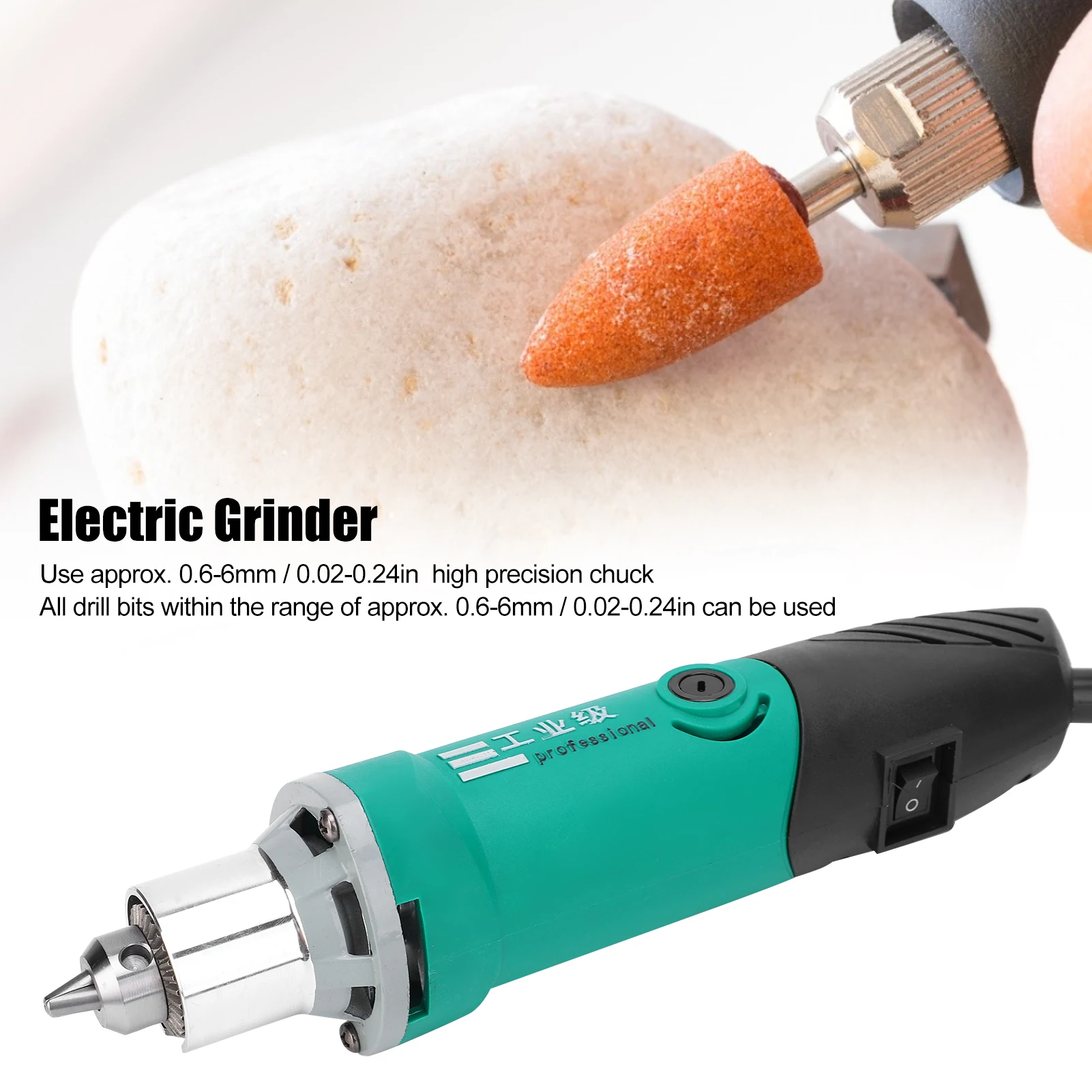 Angle Grinder HT2420 500W Electric Grinding Set for Jade Metal Glass Cutting 6.5mm Speed Control Chuck Kit Mini Electric Grinder