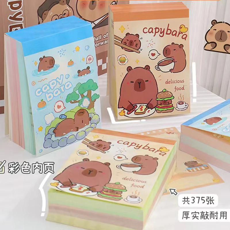 375Sheets/Set Capybara Cartoon Memo Pad Large Capacity Message Notes Decorative Kawaii DIY Journal Scrapbooking Decoration gift