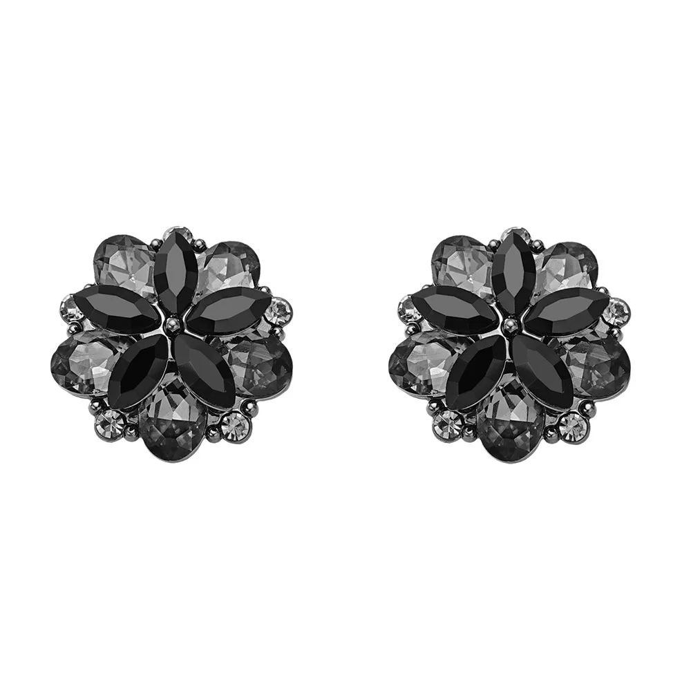 2pcs Metal Alloy Crystal Flower Buttons Diamond Embedded Hollow Design Metal Alloy Buttons Flower Shaped Buttons Wool Coat
