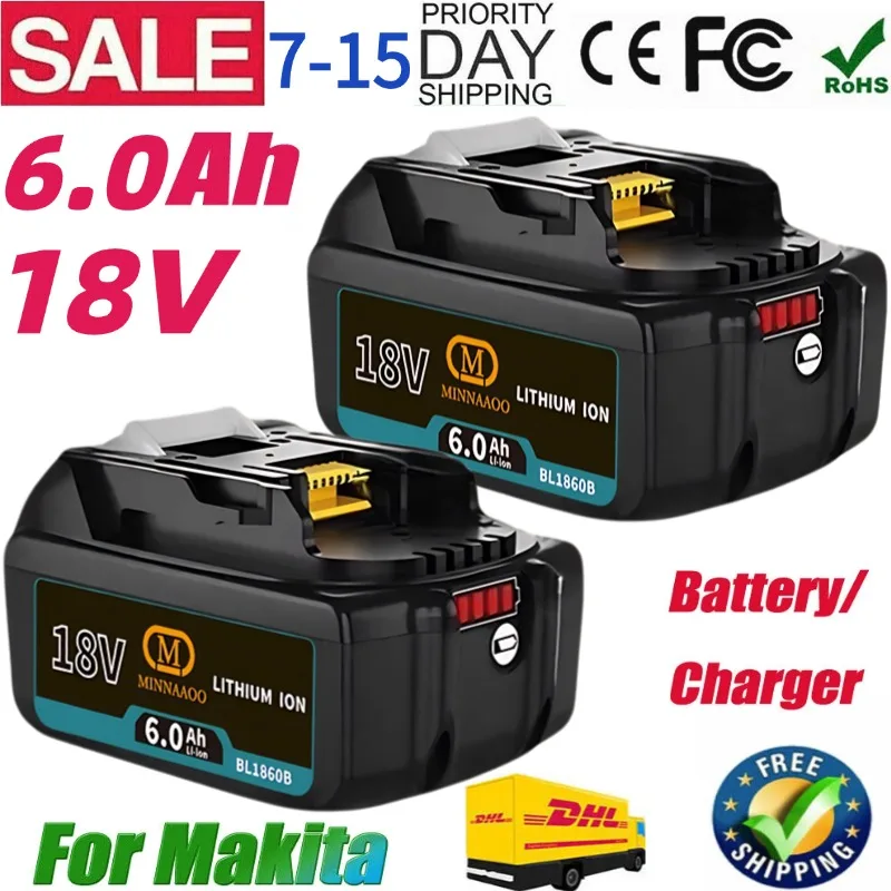 

100% оригинал для аккумулятора Makita 18 В 5,0-6,0 Ач, перезаряжаемая Замена инструментов BL1830BL1840BL1850BL1860B