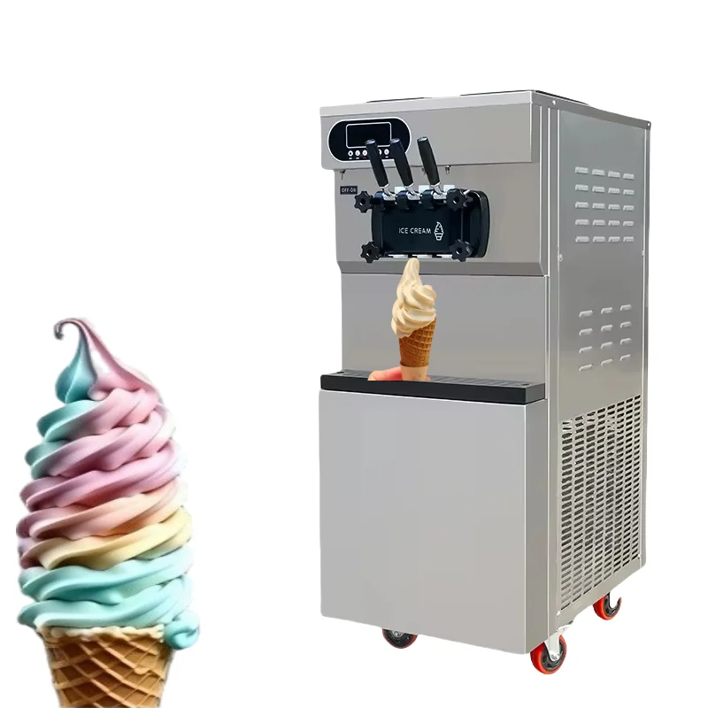 25-28L/H الصين التجارية لينة تخدم ثلاثة نكهات آلة صنع الآيس كريم آيس كريم ناعم القوام آلة السعر
