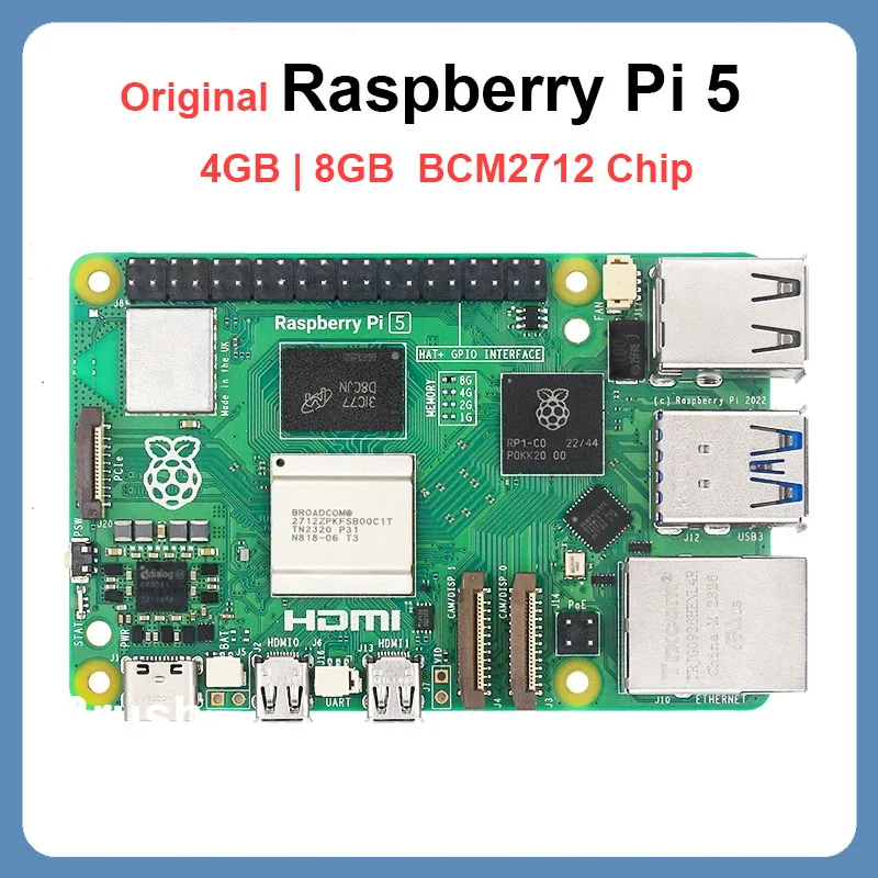 Oryginalny Raspberry Pi 5 4G 8G RAM BCM2712 2.4GHz LPDDR4X-4267 VideoCore VII GPU 4 kp60 PCIe 2.0 RTC opcjonalny zestaw do RPI 5