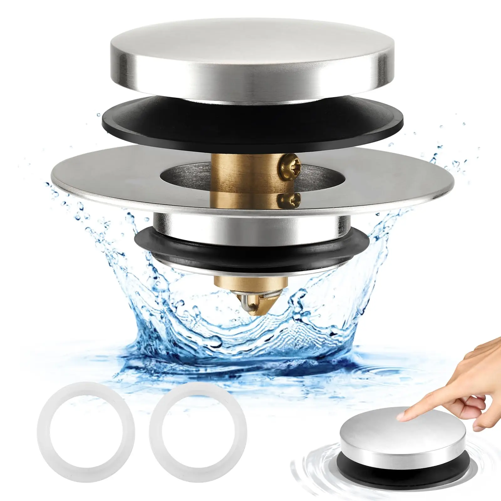 Bathtub Drain Stopper, Tub Stopper/Bathtub Plug for Tip Toe/Trip Lever/Lift&Turn Tub Drains, Bath Tub Drain Stoppers Designed