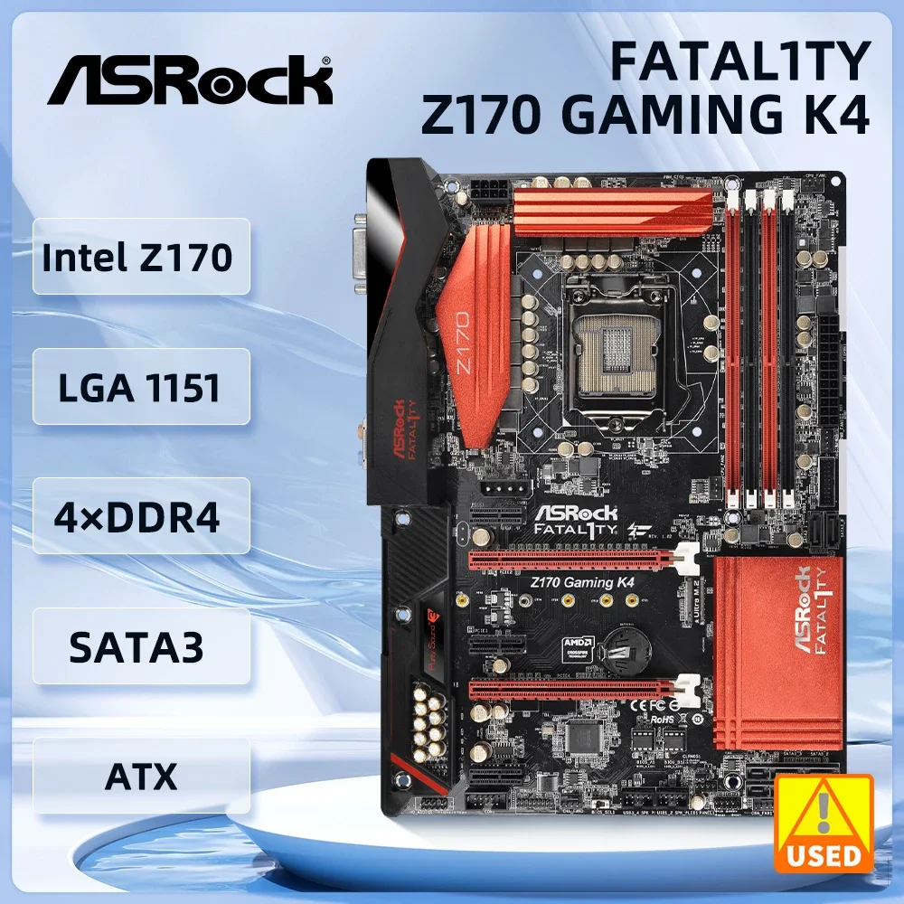 ASRock Fatal1ty Z170 Gaming K4 Motherboard  Intel Z170 LGA 1151 DDR4 64GB ATX Supports  Intel Core i5-6500 i3-7100 G4400 cpu