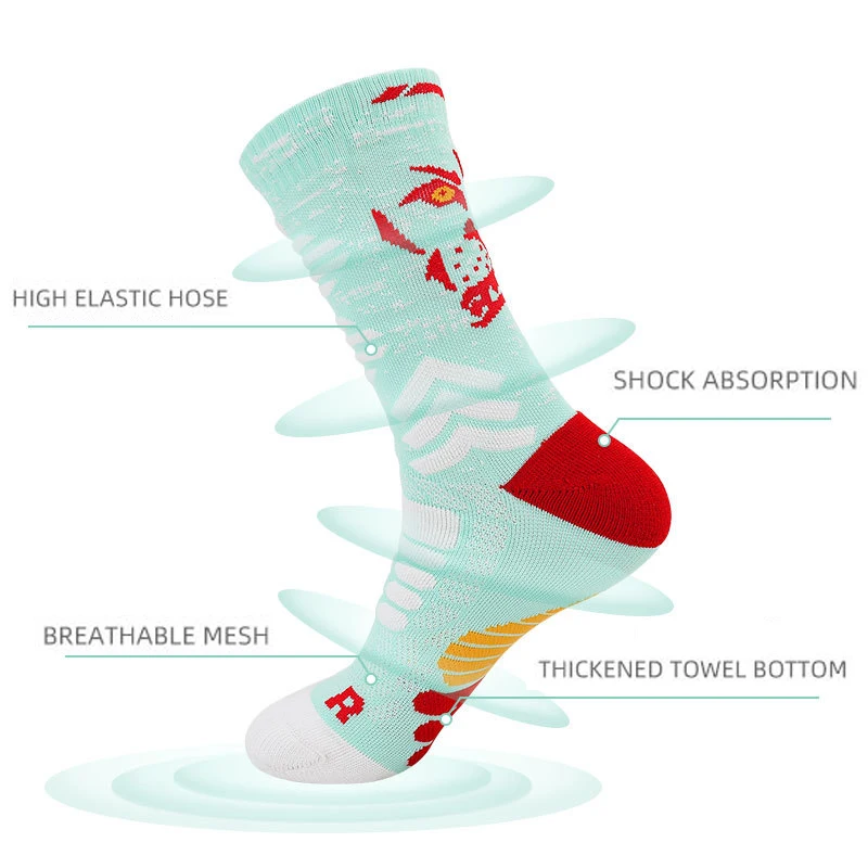 Sports Socks Men With Print Basketball Compression Stockings Cycling Inscriptions For Mens Funny Football Winter Thermal Woman