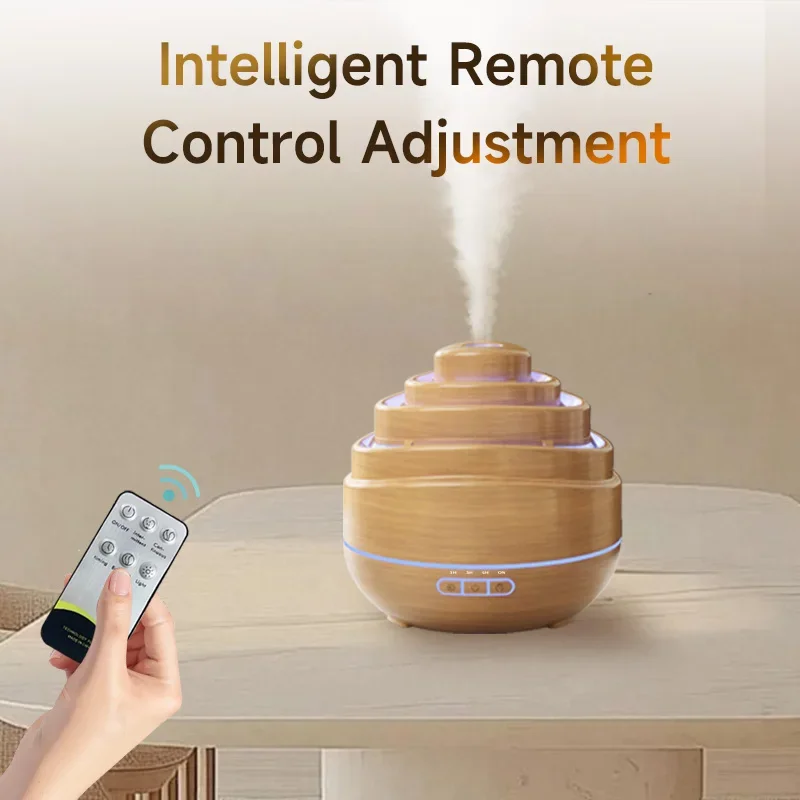 FirmHome StoreArchitectural Style Humidifier Luxury Wood Grain Aroma Diffuser Multilayer Tower Air Humidifier With Colorful LED