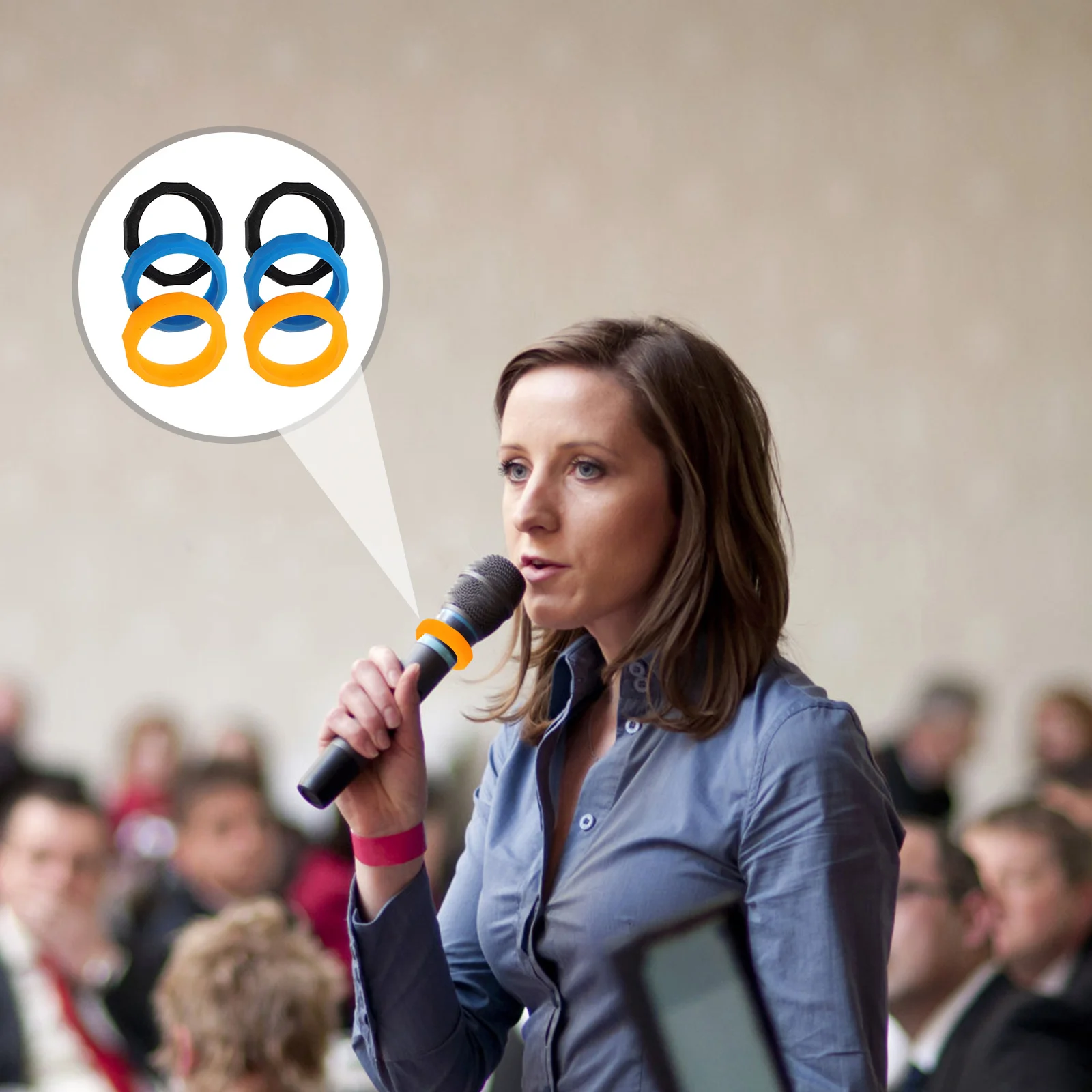 

6Pcs Anti-Slip Ring for Microphone Premium Silicone Mic Protection Rings Shockproof Non-Slip Holder Stand for Wireless Mic