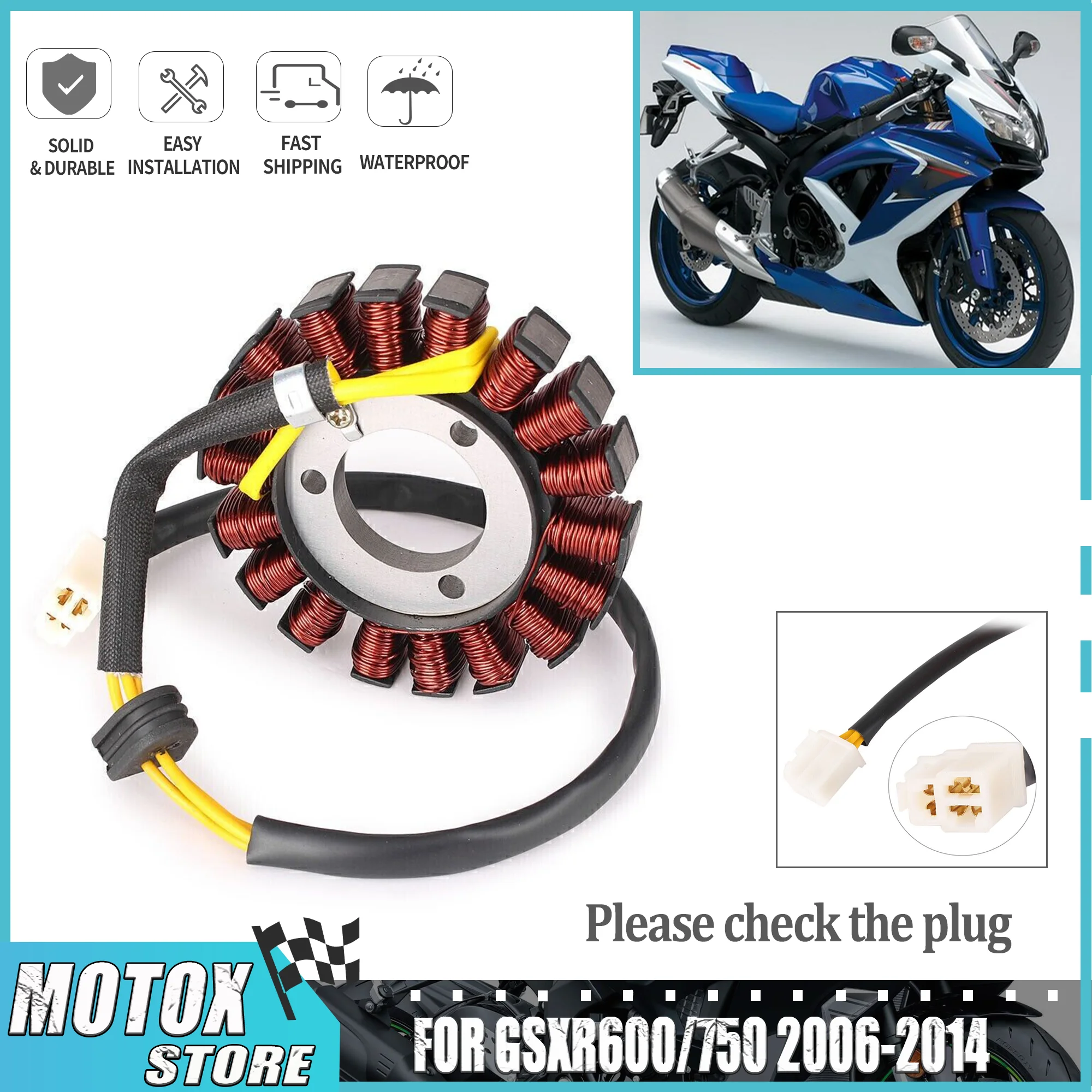 

Magneto Generator Stator Coil fit For Suzuki GSXR600 GSXR750 K6 K7 K8 K9 K11 2006-14 GSXR 600 750 2007 2008 2009 2010 2011 2012