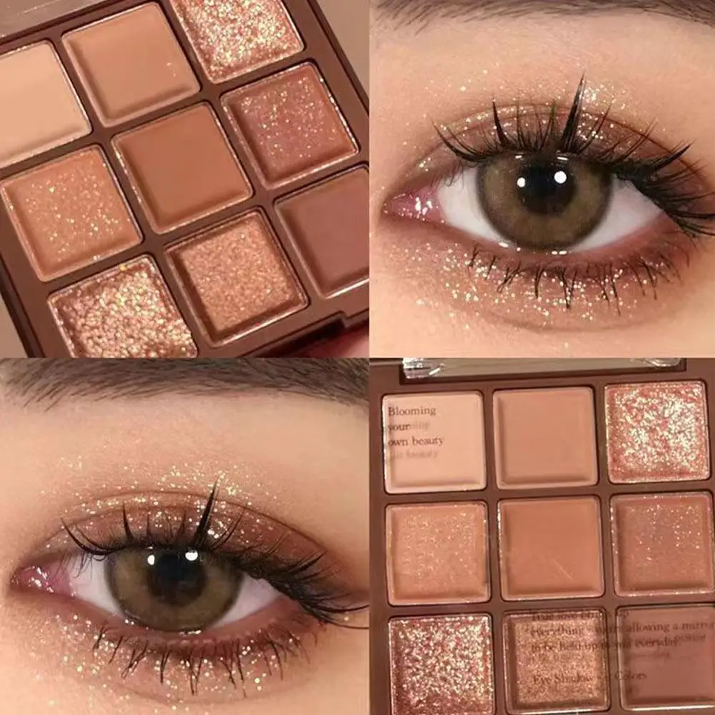 Maquiagem De Sombra Matte De Longa Duração, Sombra De Olho Impermeável, Paleta De Brilho, Chá De Leite, Nove Cores