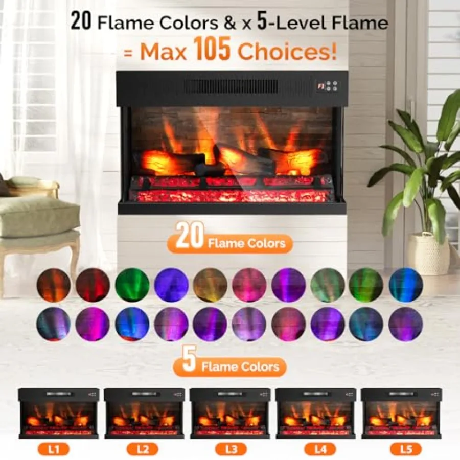 مدفأة كهربائية زجاجية ثلاثية الجوانب مقاس 28 بوصة مع جهاز تحكم عن بعد للاستخدام الداخلي في المكتب وغرفة النوم مثبتة على الحائط والاستقبال