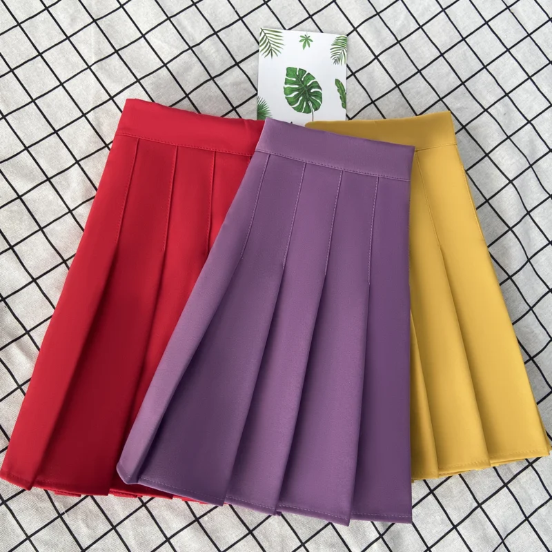 Purple Skirts Women's Clothes Korean Stylish Fashion Summer High Waist Mini Pleated Falda Negra Short Skirts For School Girls