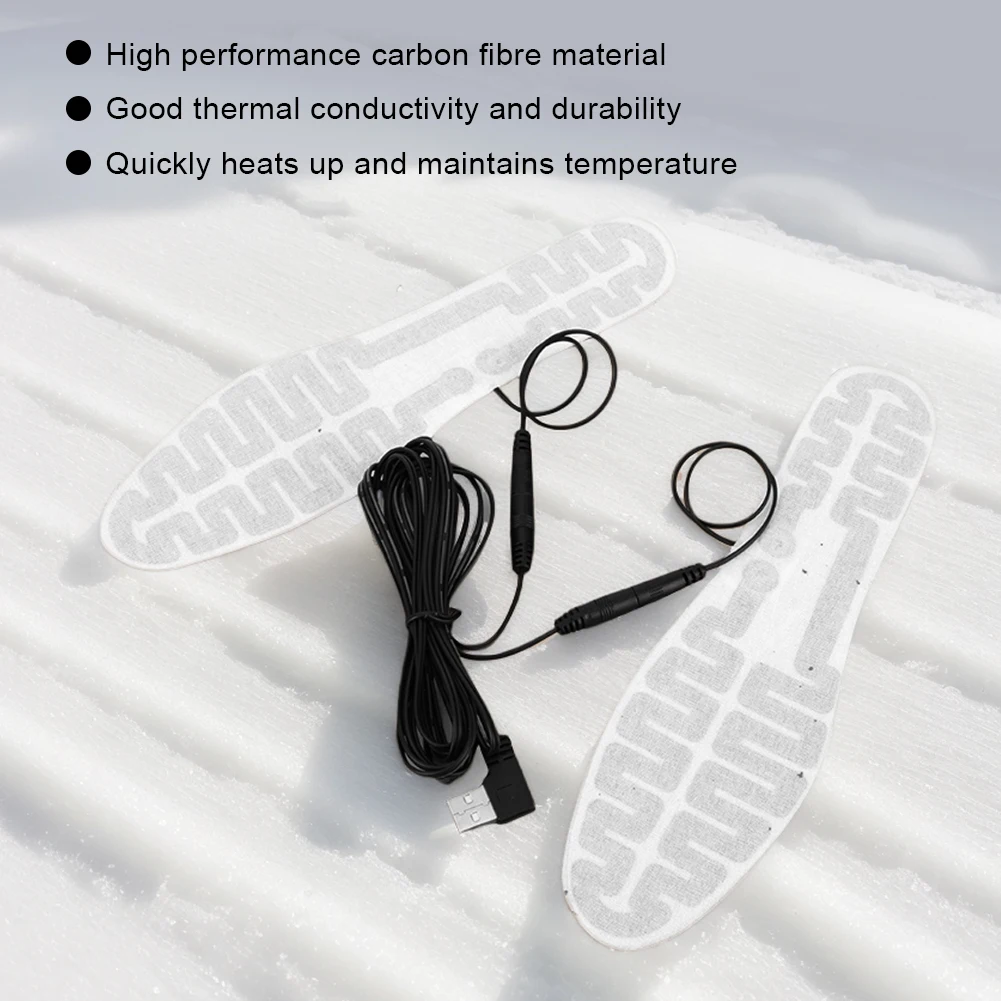 Solette per scarpe riscaldate USB Pellicola scaldapiedi 10W Cuscinetto riscaldante elettrico per piedi Soletta riscaldante per sport invernali all'aria aperta