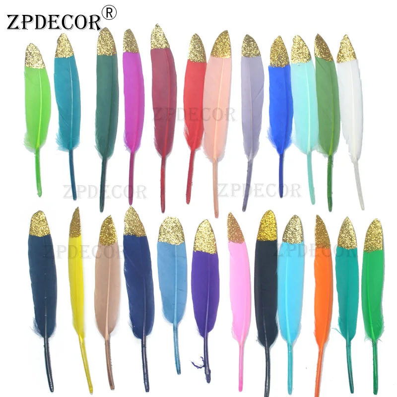 

ZPDECOR кончики перьев гусиных перьев, спрей, золотой порошок, 4-6 дюймов/10-15 см для домашнего декора, принадлежности для рукоделия