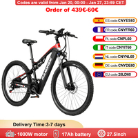 RANDRIDE YG90 mountain electric bike 1000W 17Ah hydraulic front fork 21gears EMTB adult full suspension