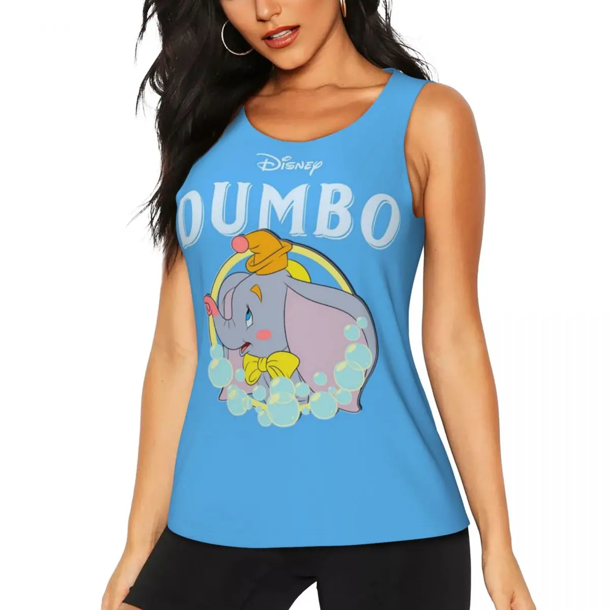 Custom Dumbo Anime Cute Yoga Tank Tops Women Workout Gym Sports Shirt