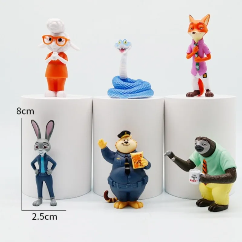 

6/8pcs Creative Cartoon Zootopia 2 Movie Animation Figurines and Statues: Fox, Rabbit, Tiger Decorative Toys 3-9cm
