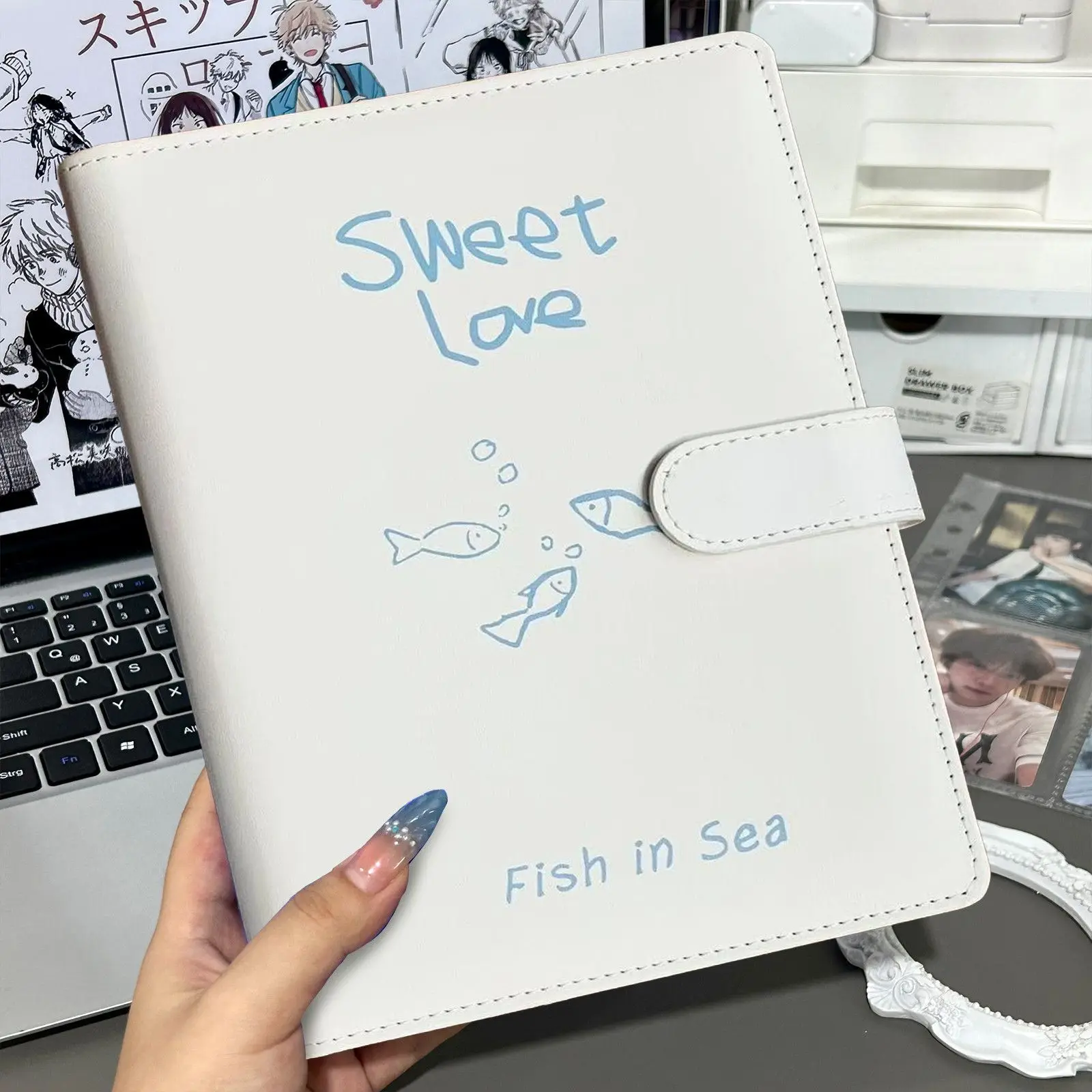 A5 الكورية خط بسيط الأسماك Kpop الموثق ألبوم صور مع 40 صفحة داخلية المعبود صور جمع كتاب حامل بطاقة الصور القرطاسية هدية #1