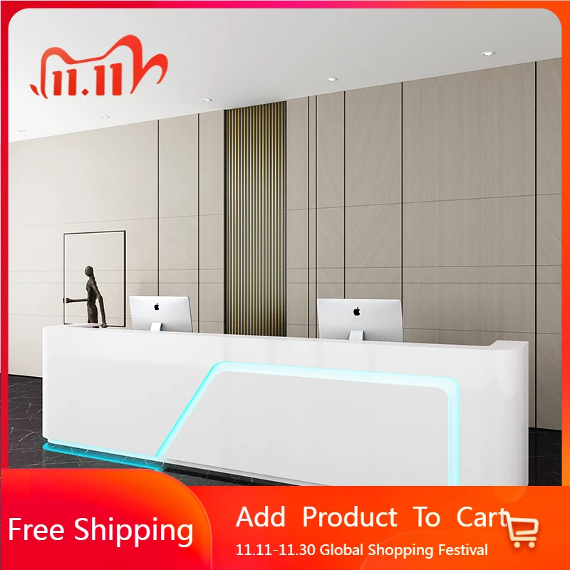 

Company Reception Desk Display Simple Curved Modern Commericial Design Desk Table Industrial Sales Salon Escrivaninha Furniture