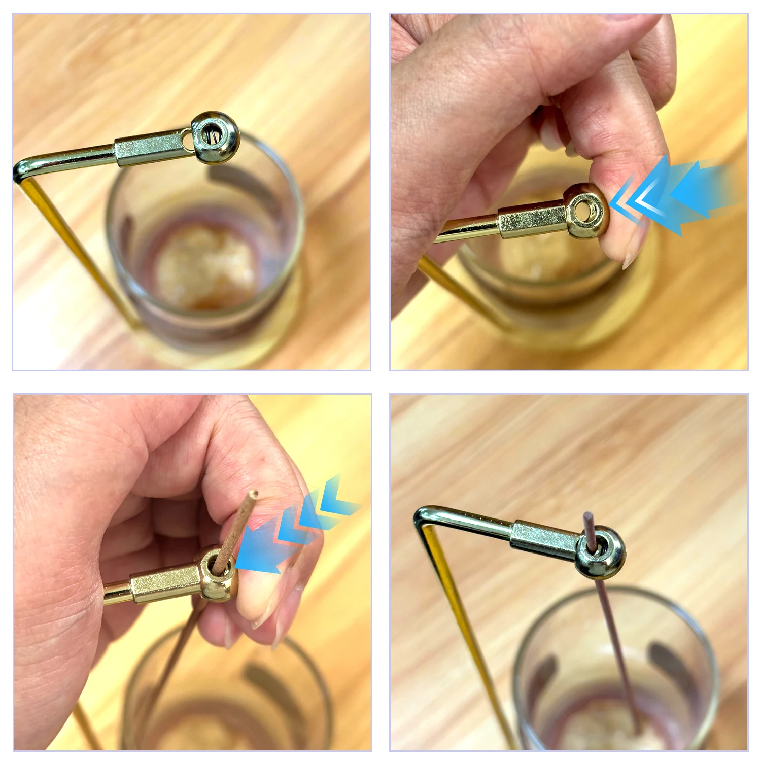 Glass Mountain Incense Holder for Sticks Incense Sticks Holder with Cord Lock Anti-Ash Flying Incense Burner with Ash Catcher
