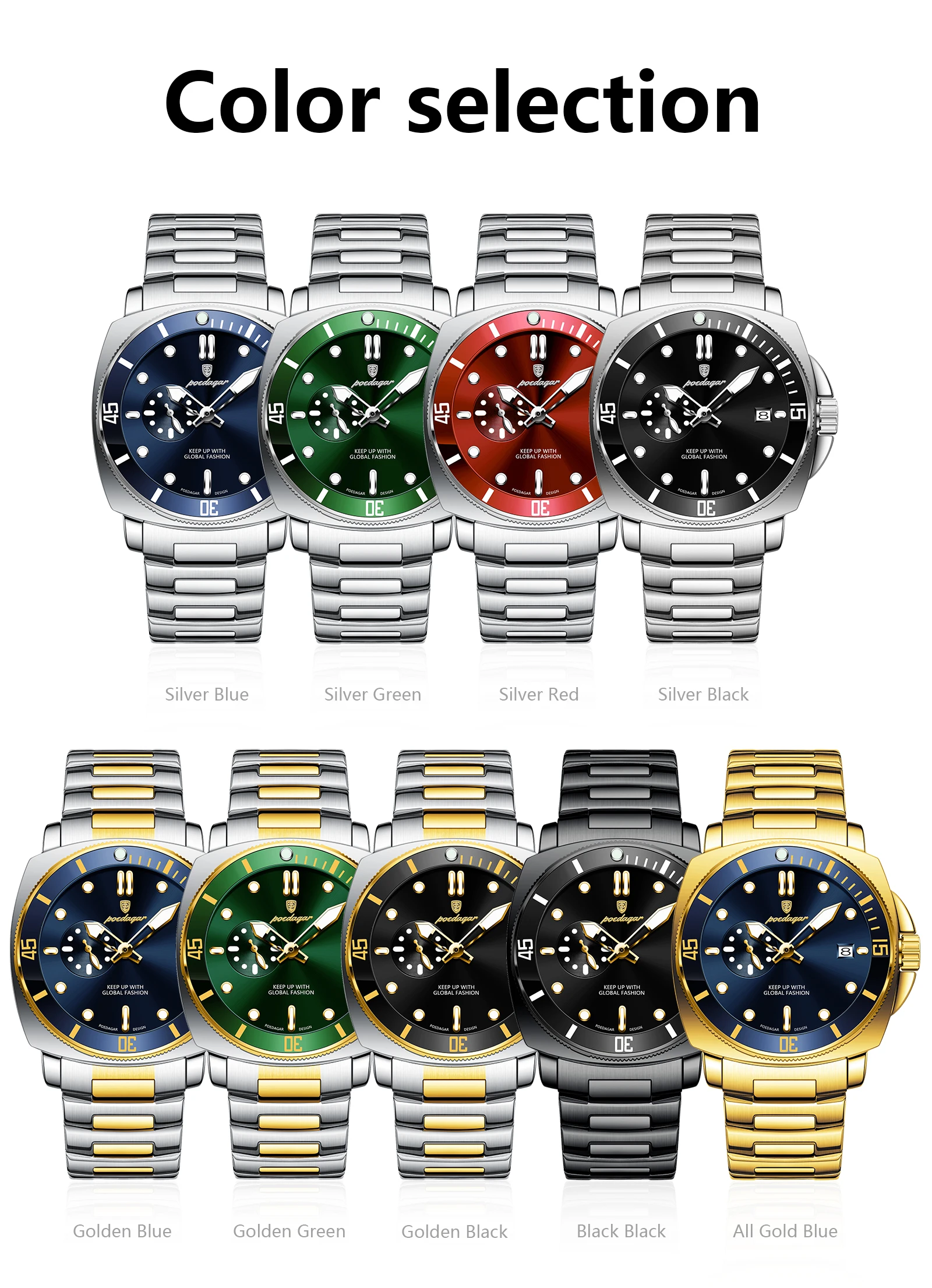 POEDAGAR Luxus Trendy Männer Uhr Wasserdicht Leucht Datum Edelstahl Männliche Uhr Quarz Business Sport herren Uhren Reloj – Detail 10