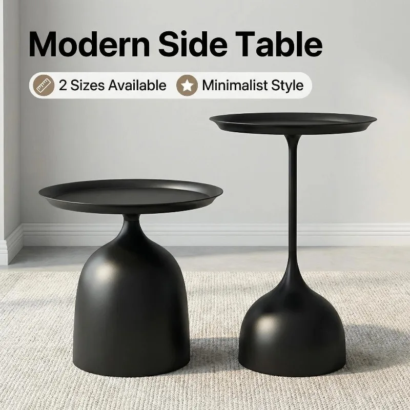 Black modern minimalist creative living room corner table, sofa side table, small size round light luxury mini coffee table