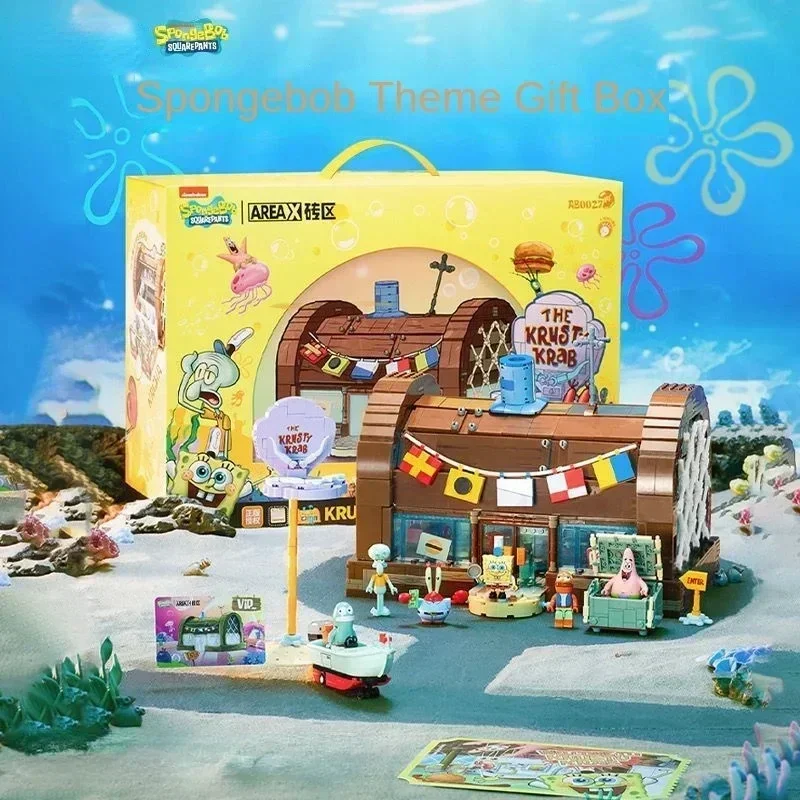 

Cartoon Crab Restaurant SpongeBob SquarePants Creative Desktop Decorations Childrens Gifts Toy Models Building Blocks Halloween