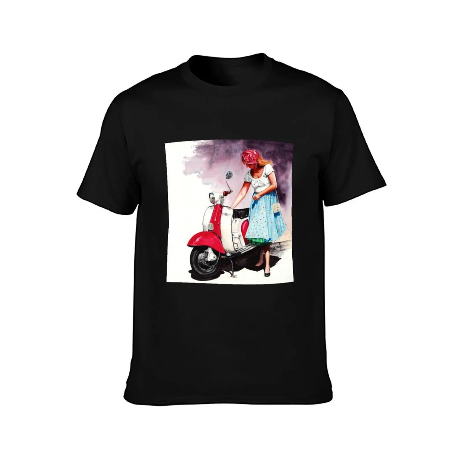 Fifties Lambretta Girl T-Shirt Christmas Casual Short Sleeve Top T-Shirt