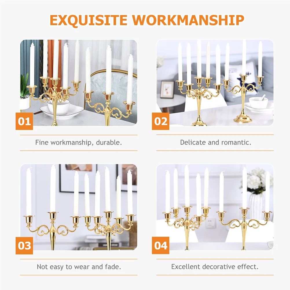 

Elegant Metal Holder Gold Vintage Candlestick Ornament for Wedding Party Home Bar Decoration Alloy Craftsmanship