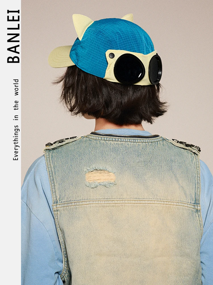 

American retro hat trendy color matching quick-drying cap cute big head circumference baseball cap