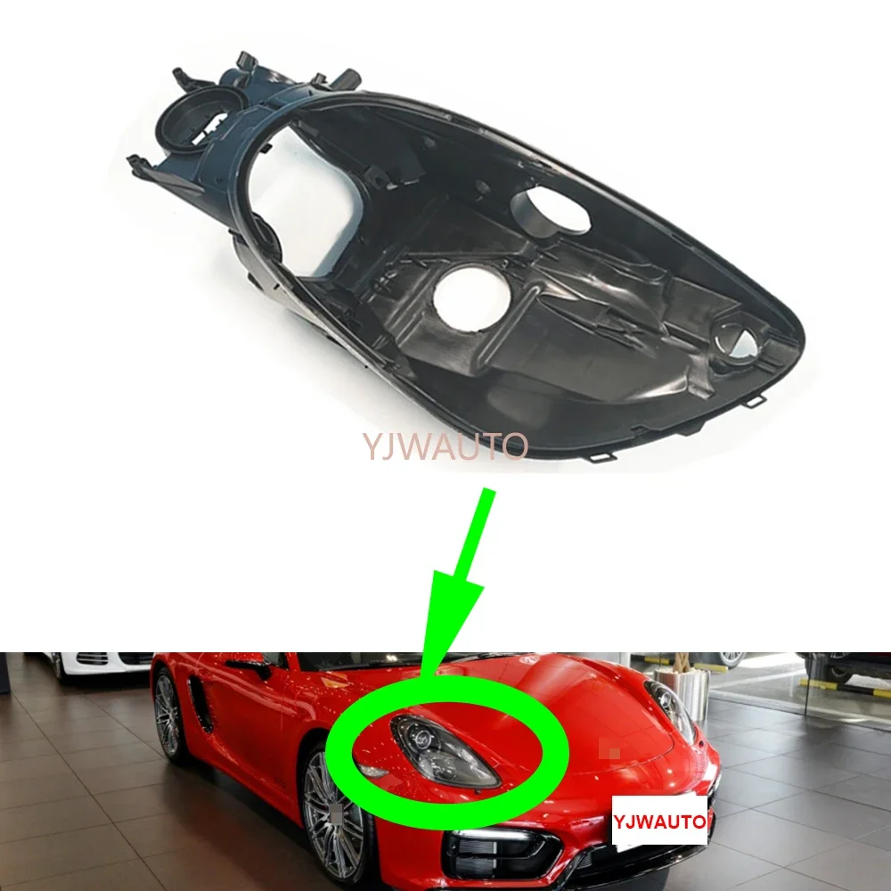 For Porsche Cayman 2013~2015 Headlamp House Car Headlight Base Rear Base Replacement LED Auto Front Lamp Holder Back Support