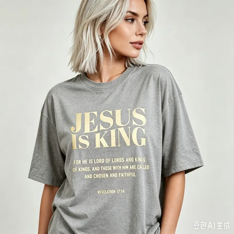 JESUS IS KING Back Print T-Shirt 100% Cotton Women Crewneck Short Sleeve Top Religious Letter Graphic Tee Streetwear Summe