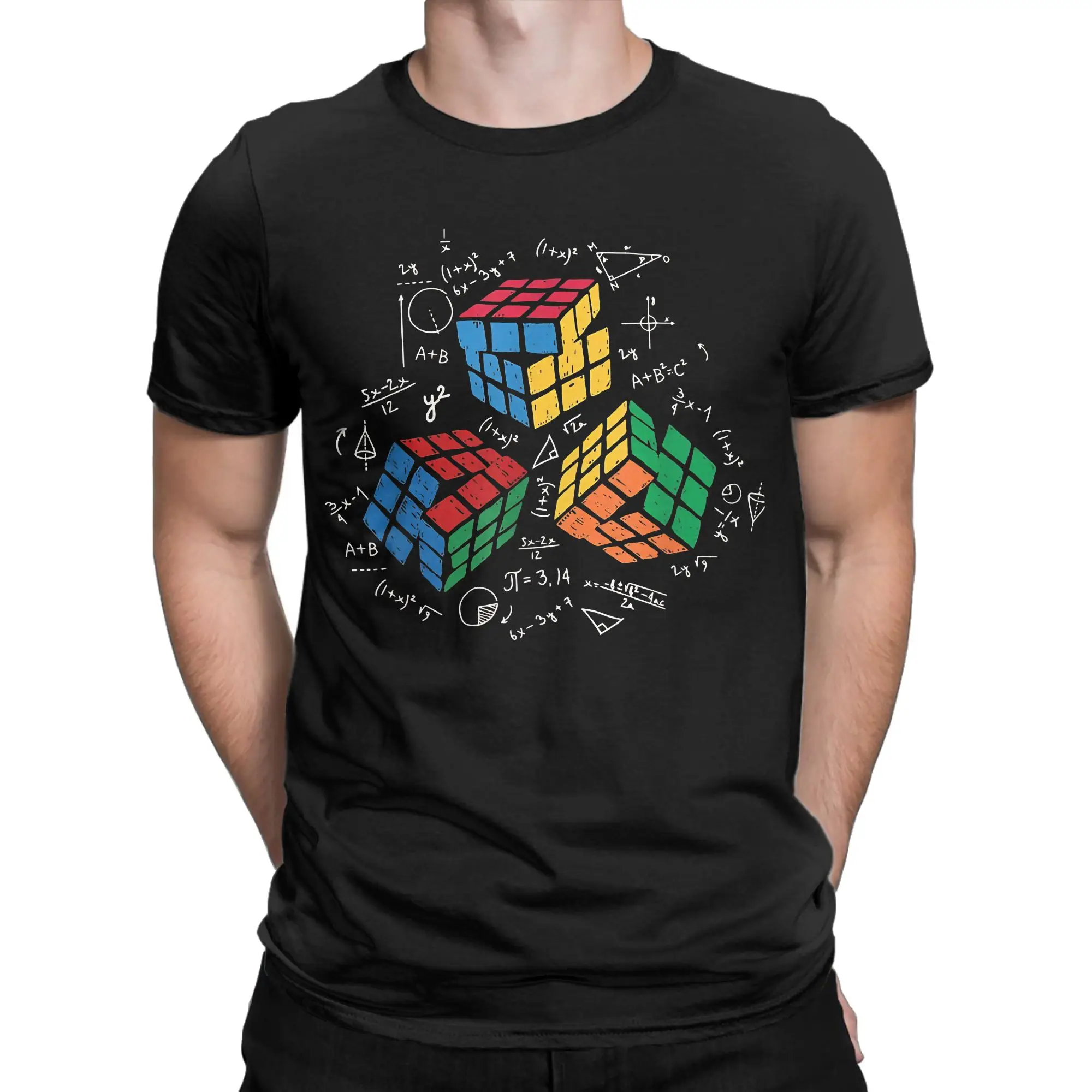 Math Rubik Rubix Rubics Player Cube Math Lovers Men's T Shirt Tee Shirt Short Sleeve Round Collar T-Shirt Pure Cotton Tops