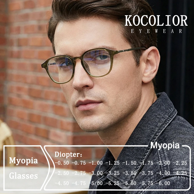 

Fashion Design New Retro Leisure Frame Myopia Glasses Prescription Photochromic Anti Blue Light Men Astigmatism Custom Eyewear
