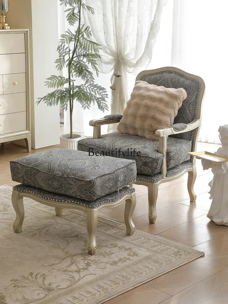 

LJY**American light luxury leisure chair single sofa modern simple fabric sofa light luxury tiger chair