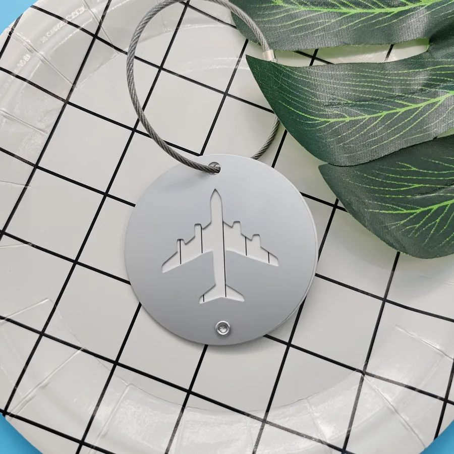 1 Piece Airplane Aluminum Alloy Round Luggage Tags Travel Accessories for Women or Men