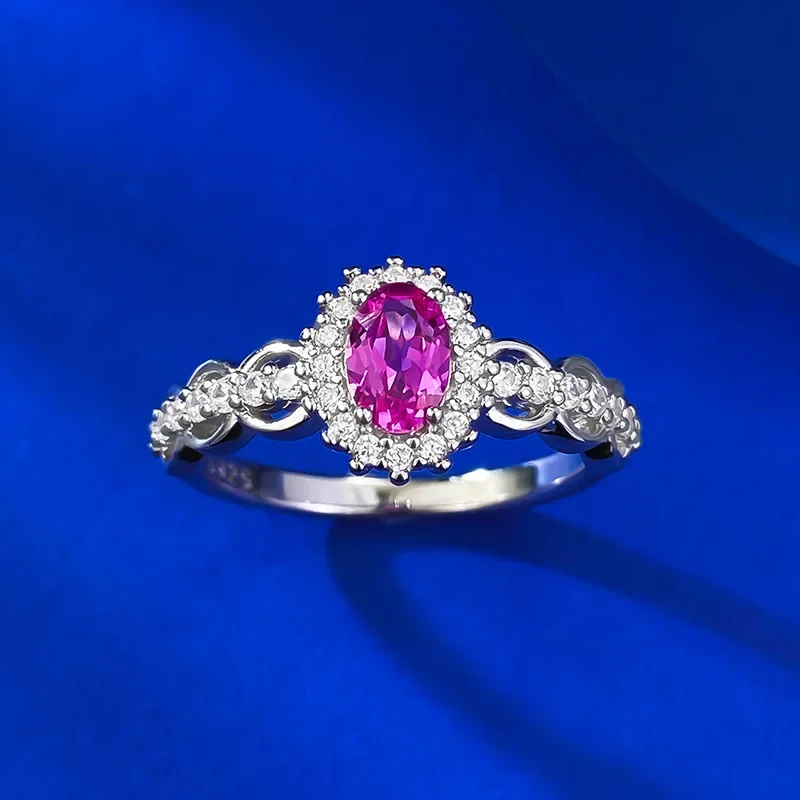 

Новое серебро S925 Ins Style, повседневное простое и универсальное розовое стальное кольцо 4*6, женские европейские и американские украшения